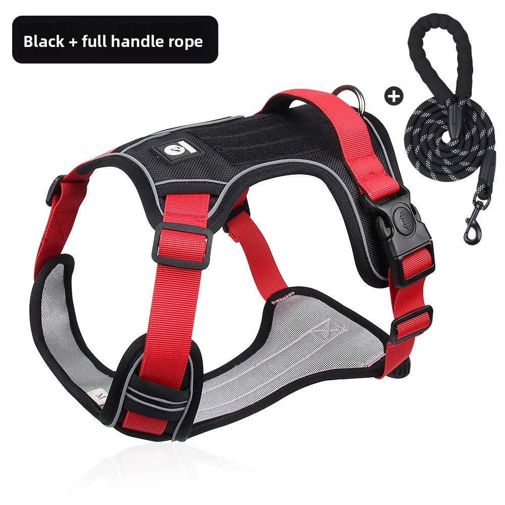Adjustable Reflective Dog Harness with Rope