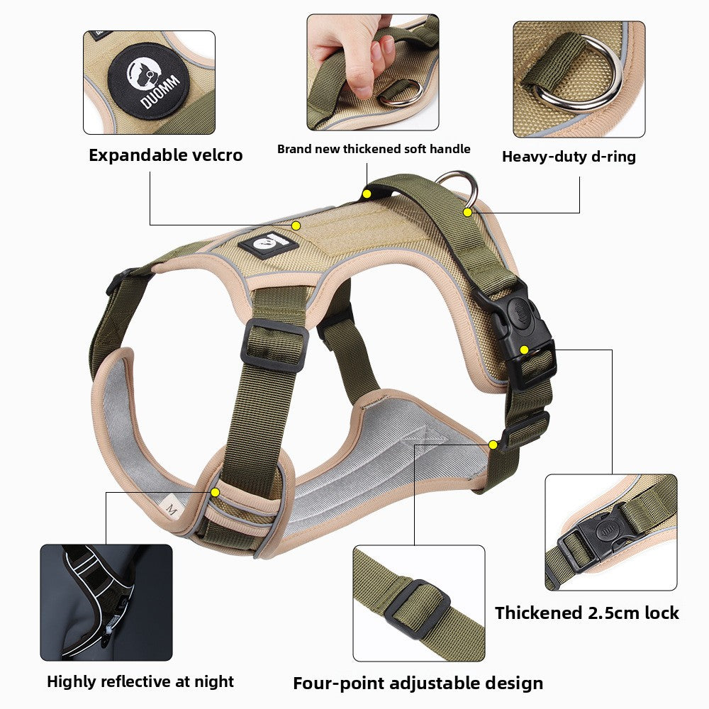 Adjustable Reflective Dog Harness with Rope