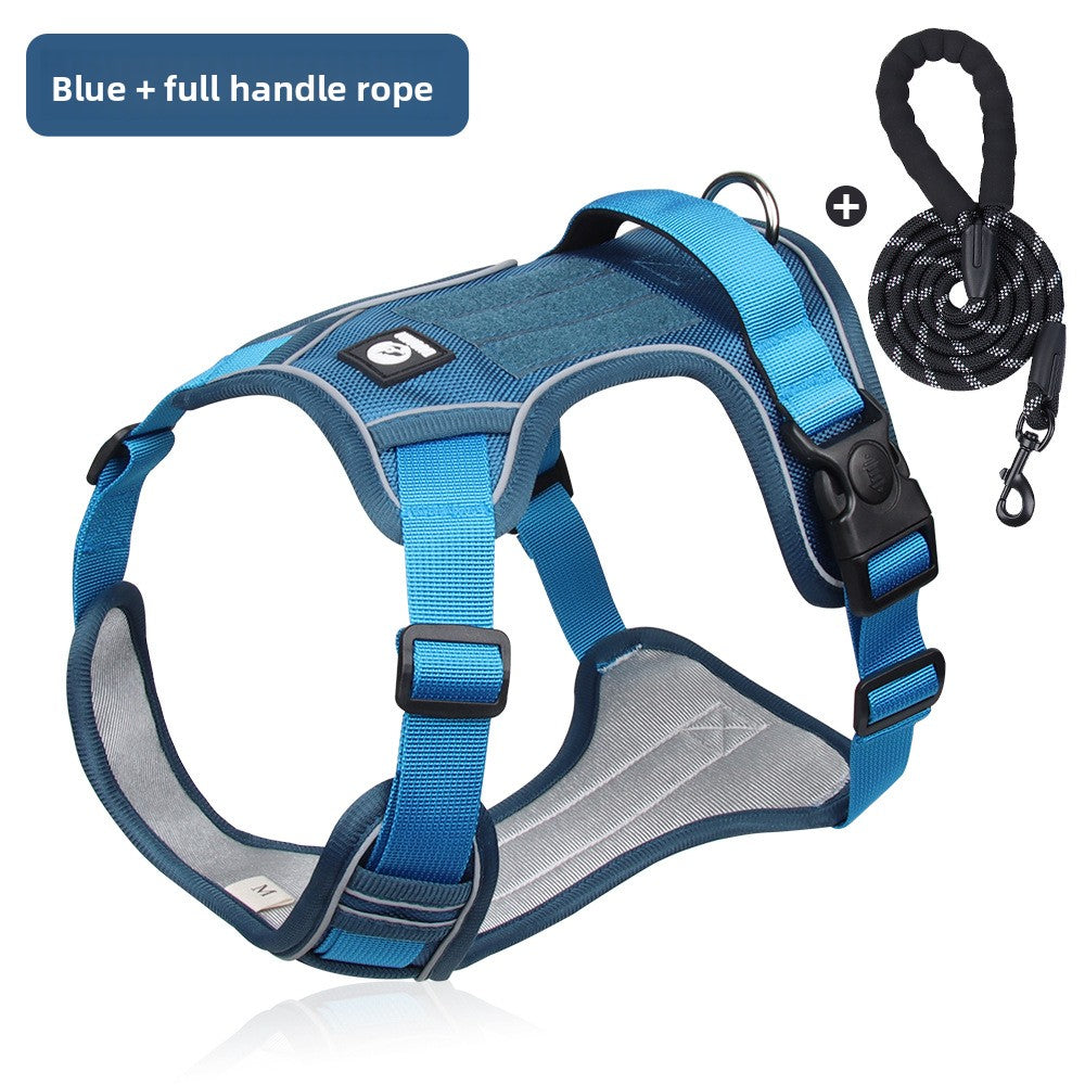Adjustable Reflective Dog Harness with Rope