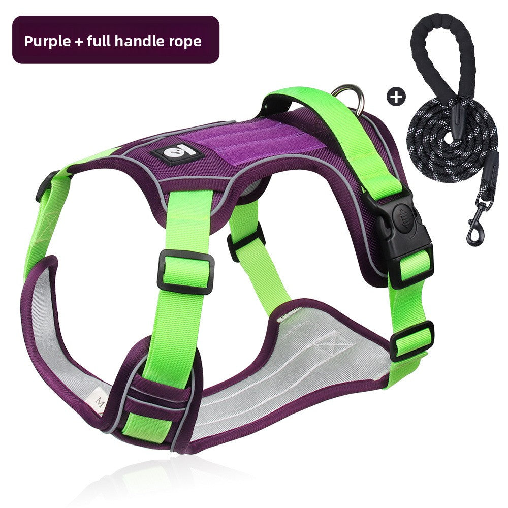 Adjustable Reflective Dog Harness with Rope